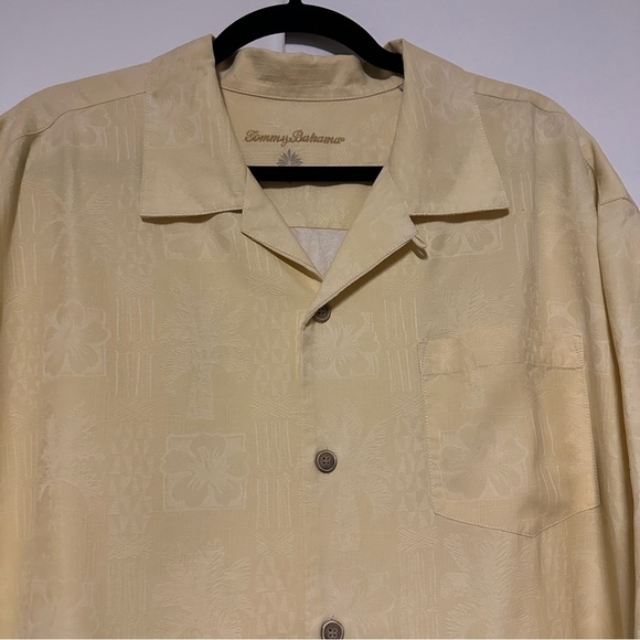 Tommy Bahama Silk Short Sleeve Hawaiian Yellow Button Down Shirt Size XL - Picture 4 of 7